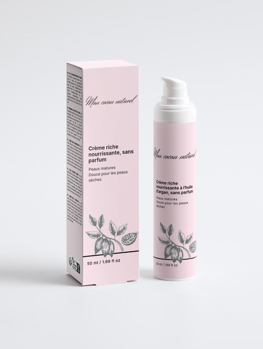 Crème Riche Nourrissante à l'Huile d'Argan, Sans Parfum