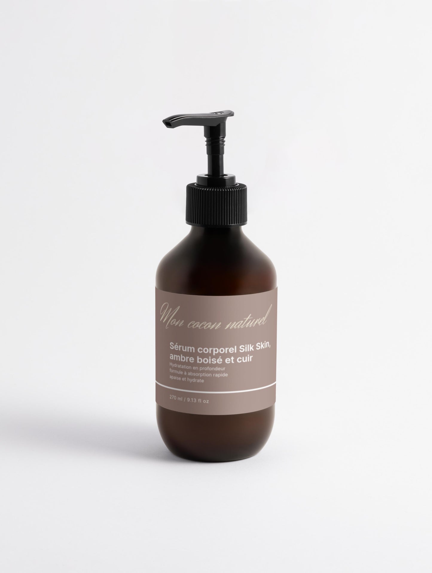Sérum corporel Silk Skin, ambre boisé et cuir